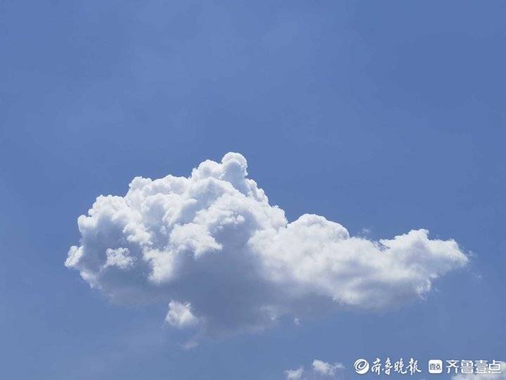 今日濟南的天空碧空如洗白雲朵朵