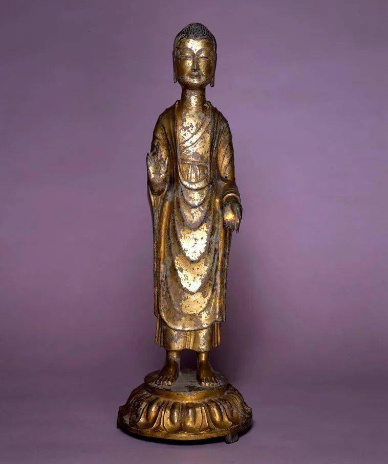 赏析北齐铜鎏金佛立像