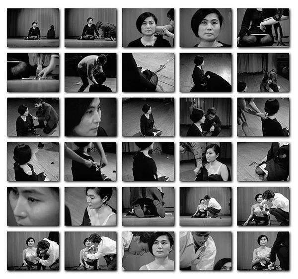 小野洋子最为著名也最为重要的艺术作品就是《切片》(cut piece)了,她