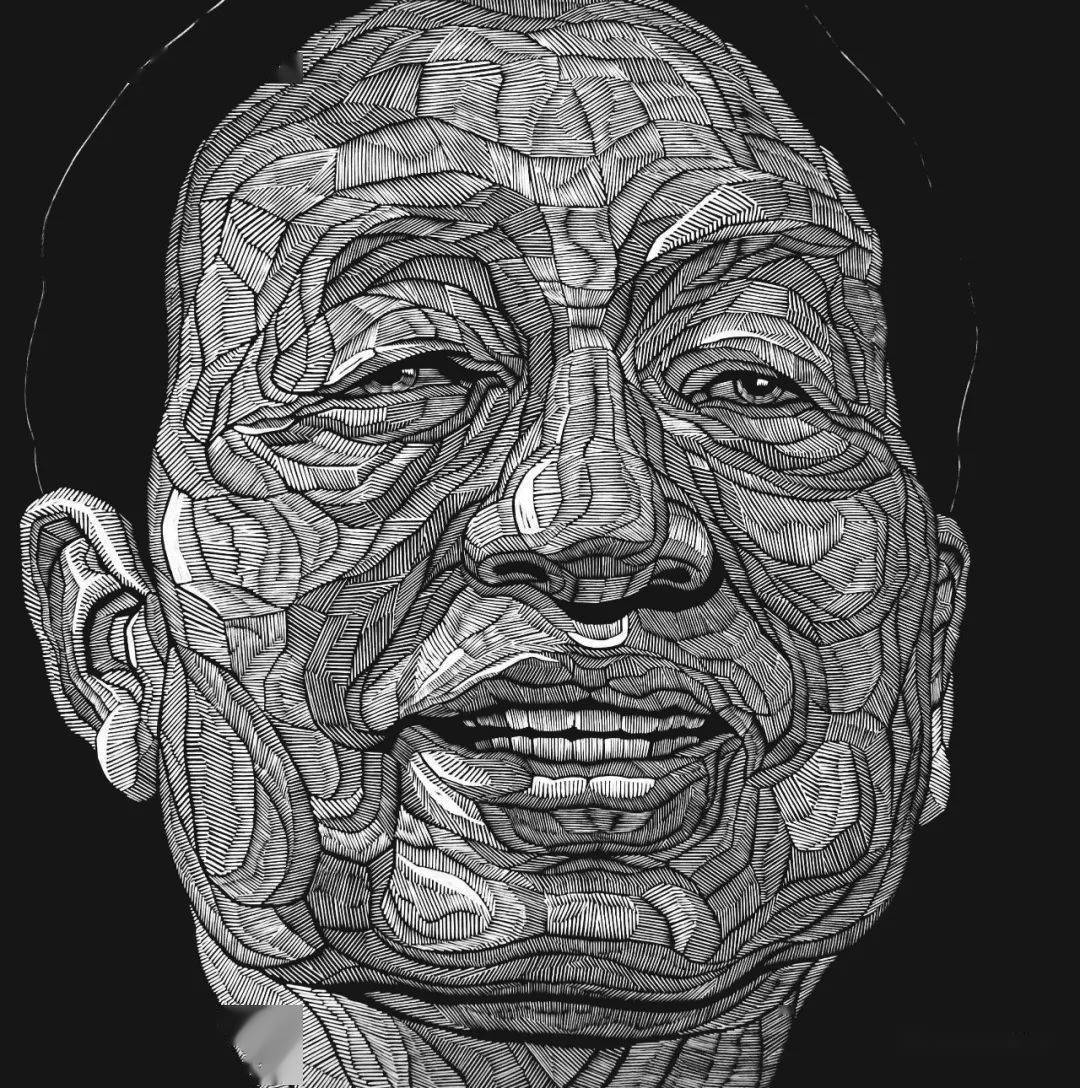 金晟嘉《茫茫-2》 140x140cm 木刻印染于布面 2022江梦玲《lonesome