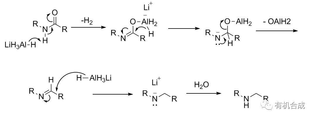 也是一种还原酰胺为胺的方法详细机理见 常用还原剂-氢化铝锂