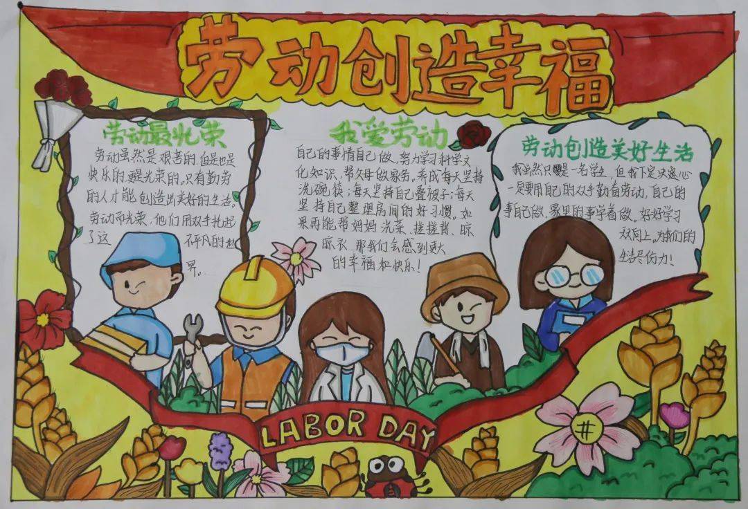 勞動創造幸福!民眾街道舉辦小學生主題手抄報比賽_育才小學_原新徽_三