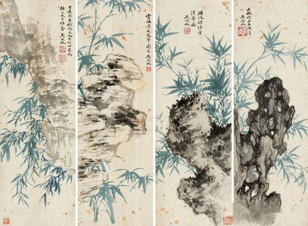 中国画四条屏的文化意义_山水_屏风_形式