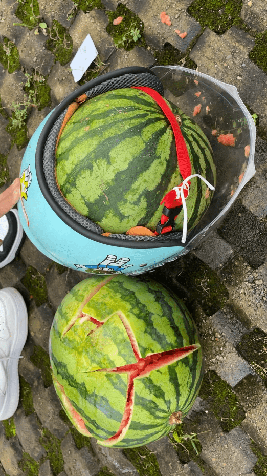 带头盔的西瓜掉在地上会咋样?长沙县交警的儿童节安全课用心了