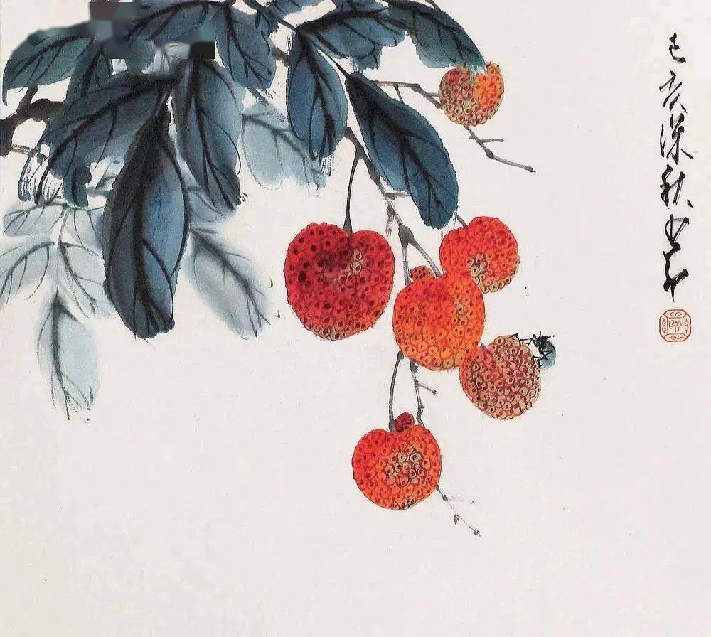名家笔下的荔枝_齐白石_小鸟_娄师白
