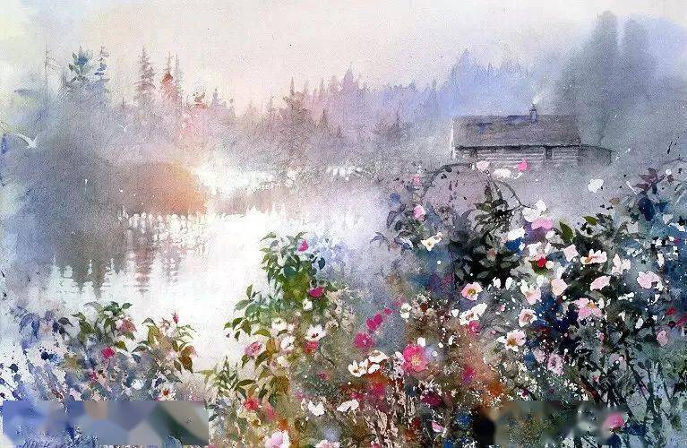 水彩画　印象14　F8号 水彩画印象14F8号