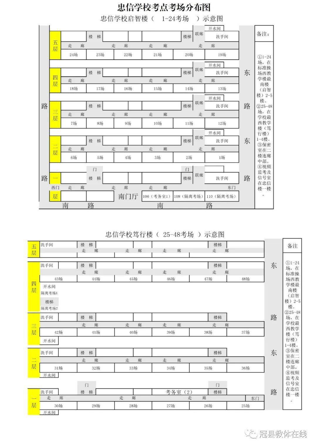 考场分布)(武训高中考点考场分布)(冠县一中考点考场分布)2022年中考