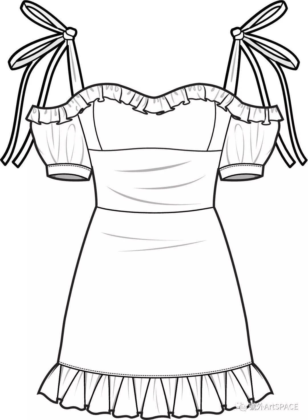 服装款式图上百款连衣裙平面款式图线稿专题