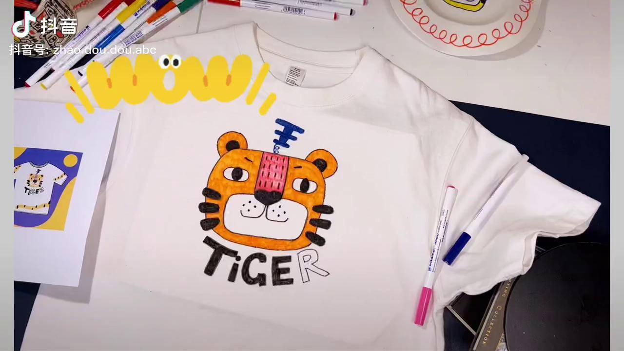 六一儿童节礼物/自制diy/t恤涂鸦设计 手绘t恤 创意美术 儿童简笔画