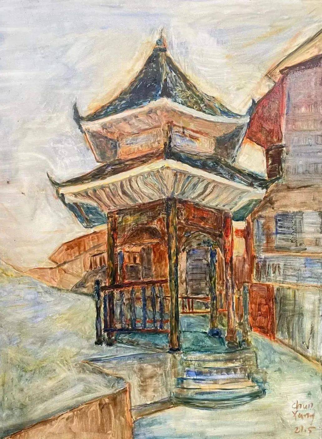 2022李庆阳《鼓楼》60×50cm布面油画 2022李庆阳《写生之一》120