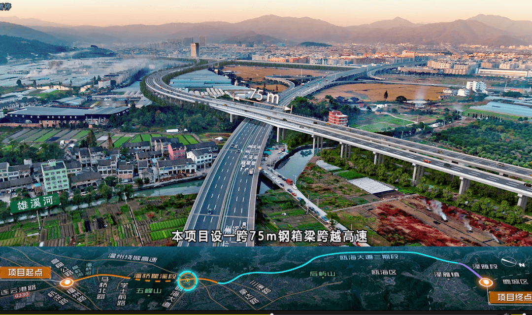 顺接并利用与330国道瓯海丽岙至仙岩段相接的连云港路,路线自东南向