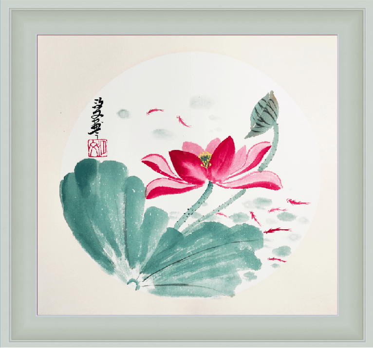 米字法画出典雅牡丹