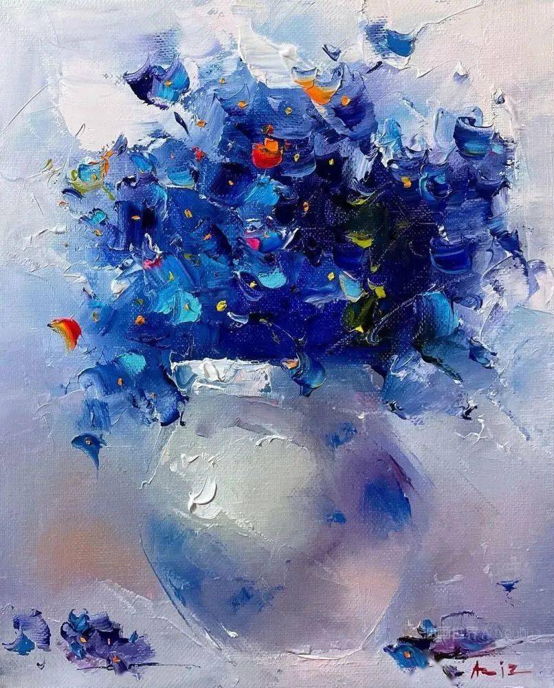 吉尔吉斯斯坦画家阿齐兹苏莱曼诺夫刮刀油画作品