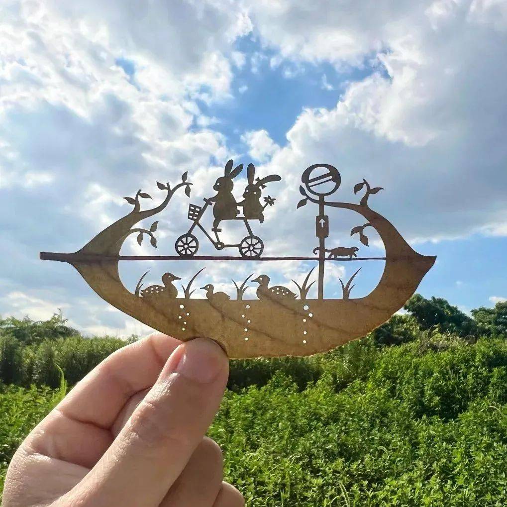 叶子上的童话世界,也太可爱了吧!_树叶_lito_雕刻刀