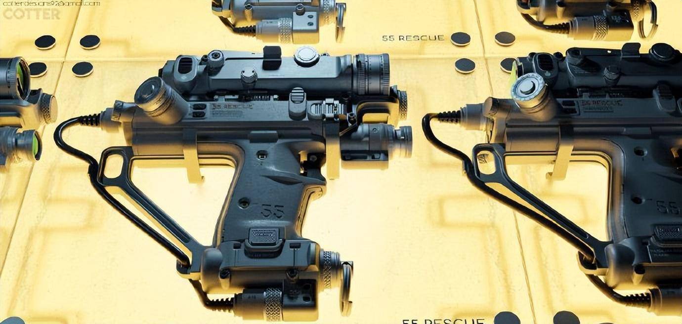 一组未来科技感物品设计,对讲机用十种物品零件组合