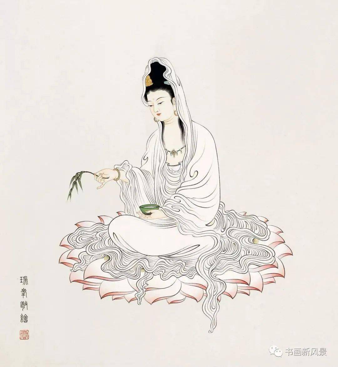 这位女子画观音,太美了!_局部_菩萨_书画