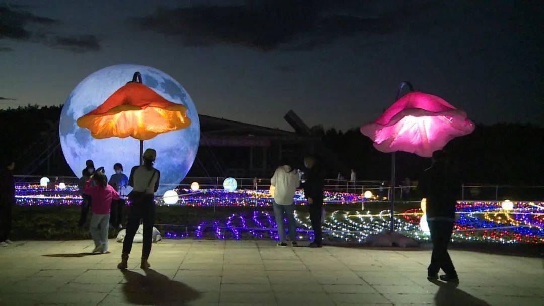 最美夜色——中国达斡尔民族园梦幻灯光秀吸引众多游客前来打卡