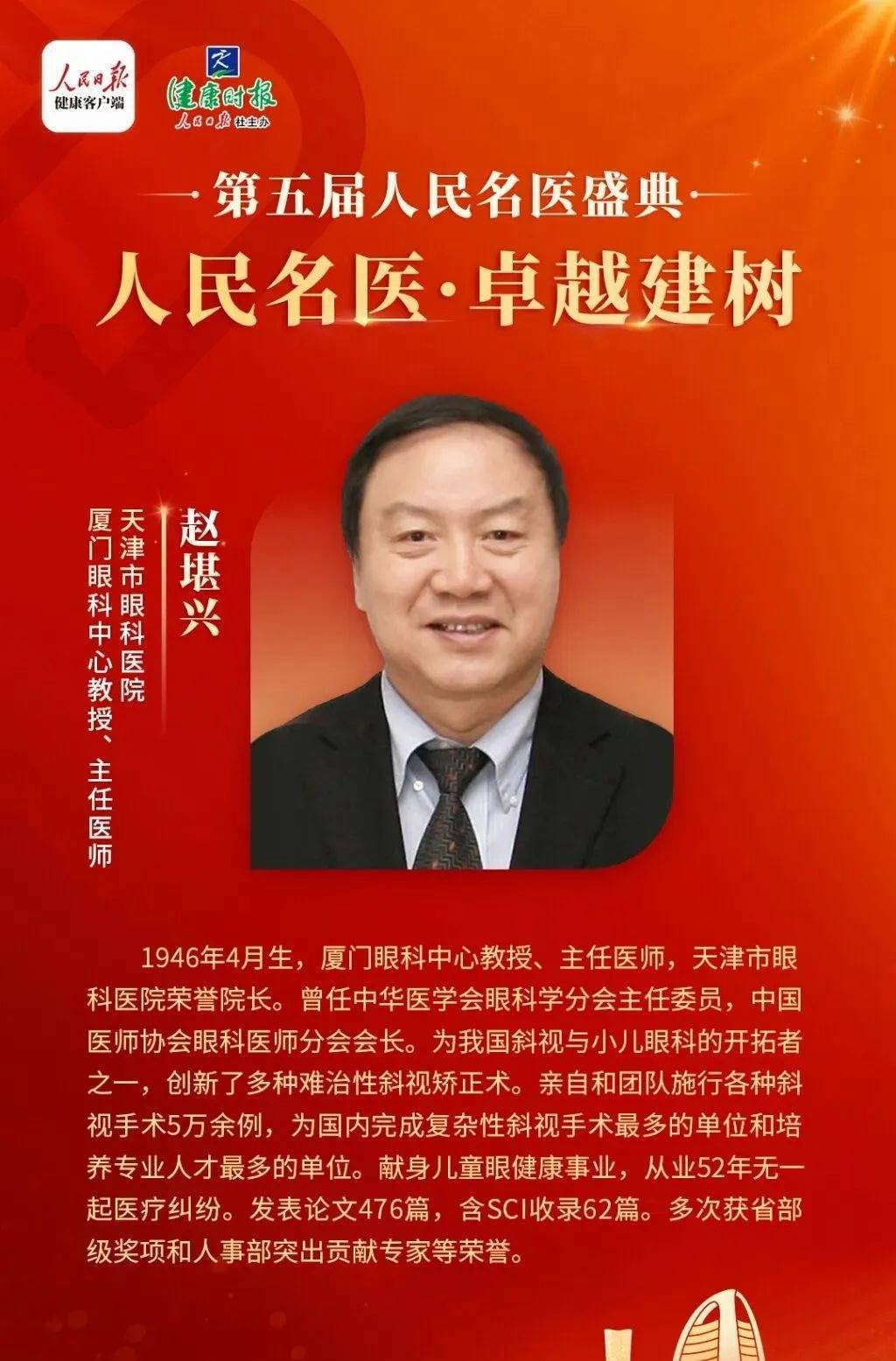 院士专家工作站赵堪兴教授获"人民名医 · 卓越建树"荣誉称号!