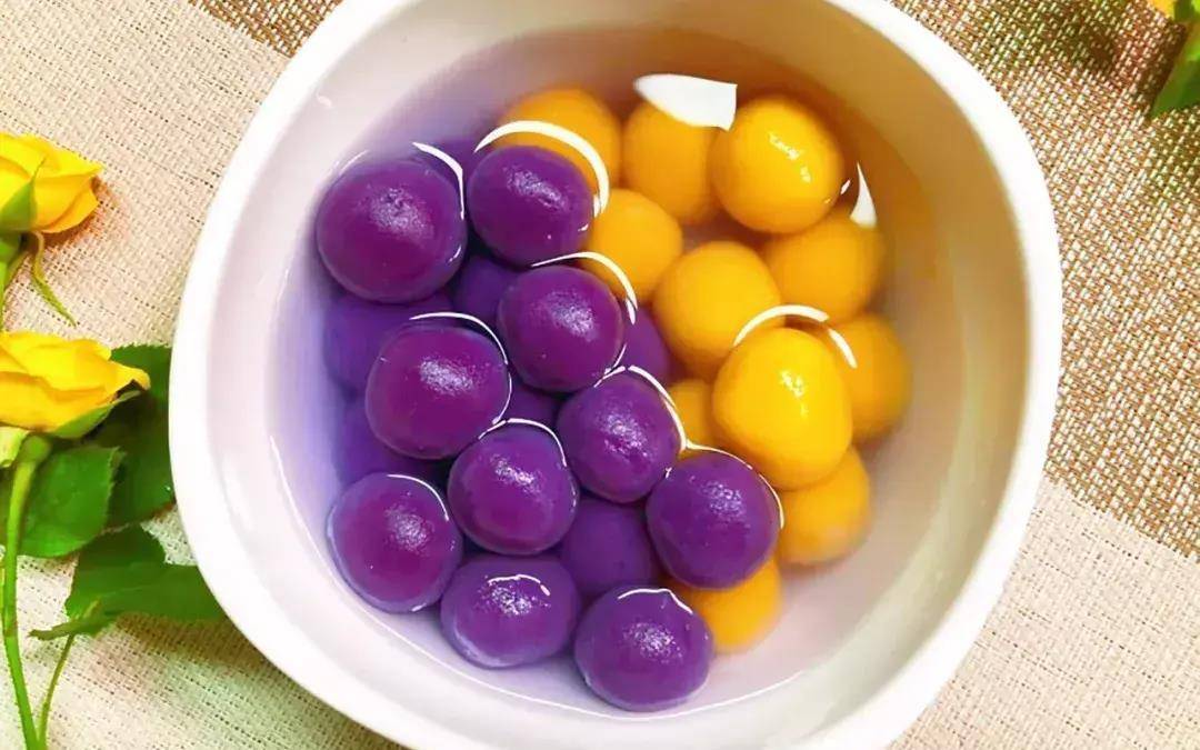 在家diy的多彩汤圆,据说集齐彩虹战队可以召唤神龙哟!_南瓜_颜色_步骤