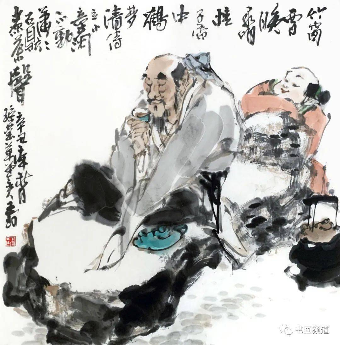 首师大教授王珂创作国画《听琴图》_cmx_中央美院_美术