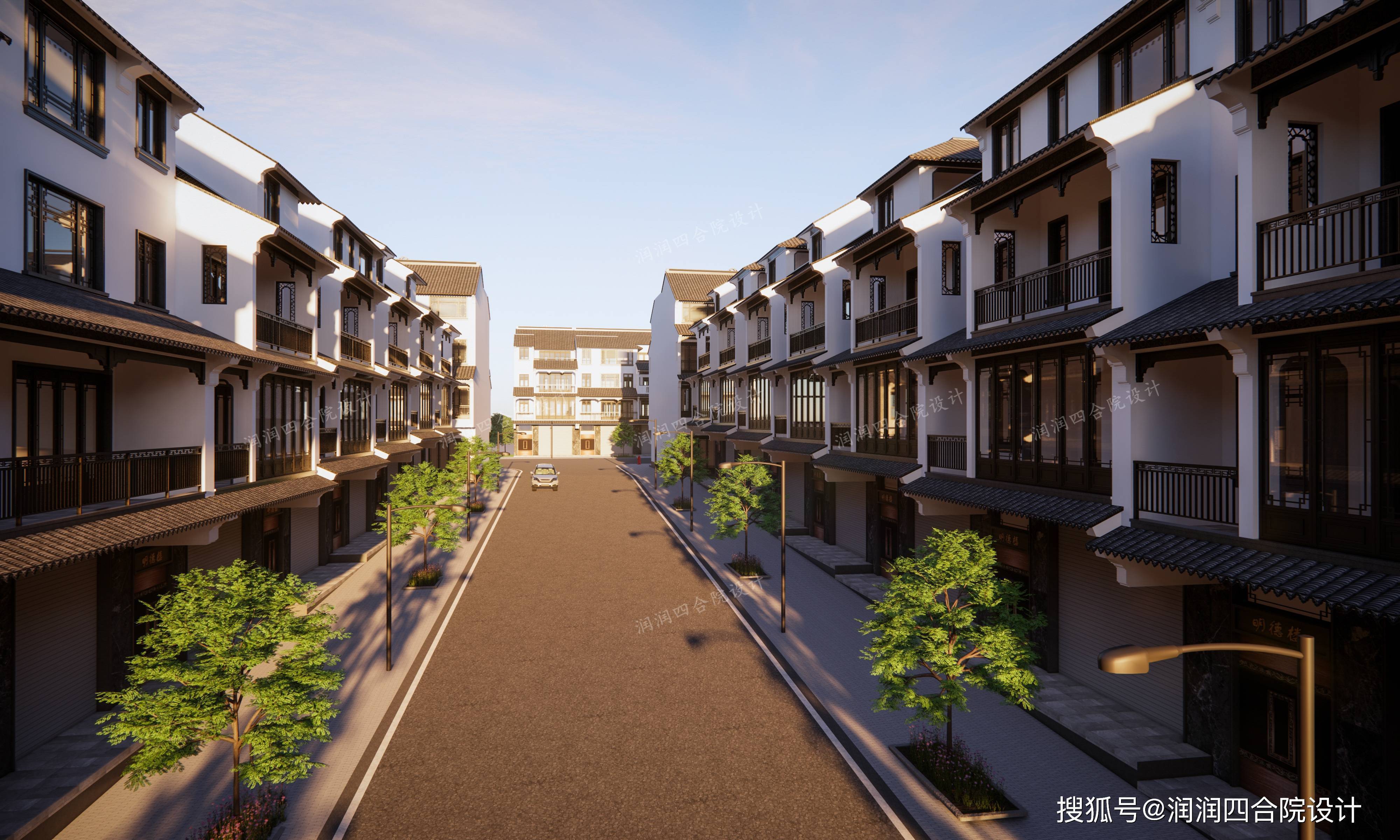 美丽乡村建设,乡镇临街商住新中式自建房 第二期——润润四合院设计