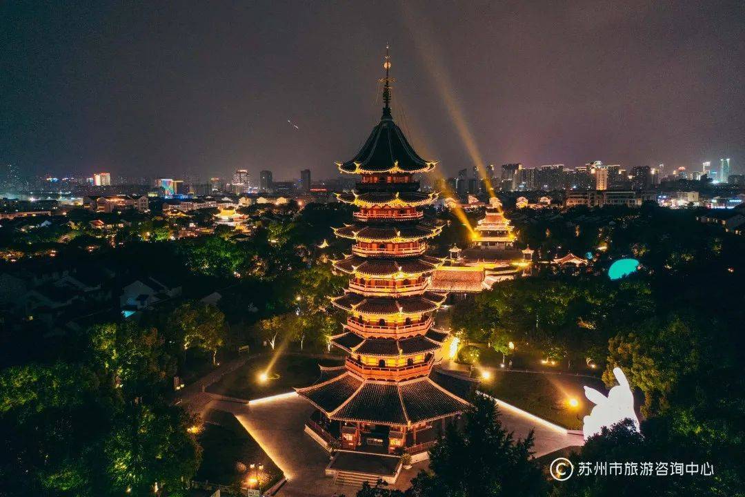 盘门景区夜景图片