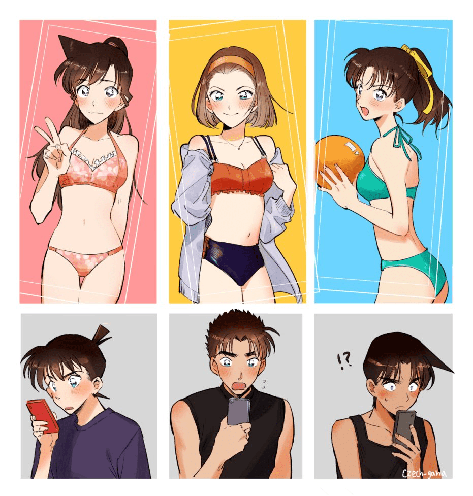 柯南壁纸|谁不喜欢看泳装呢?_游泳_twi_夏天