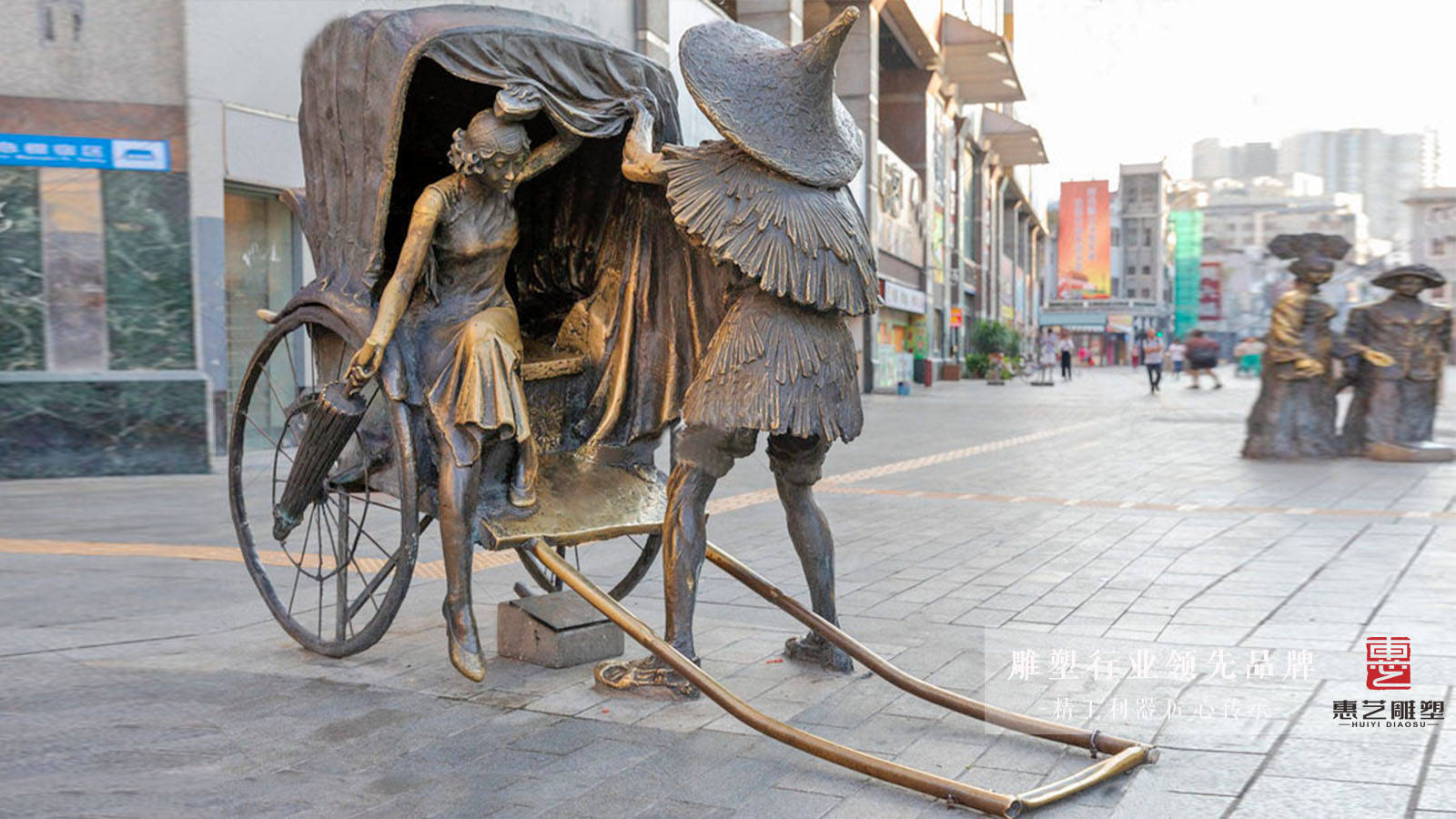 民俗雕塑——铸铜拉黄包车人物雕塑_民国时期_人力_洋车