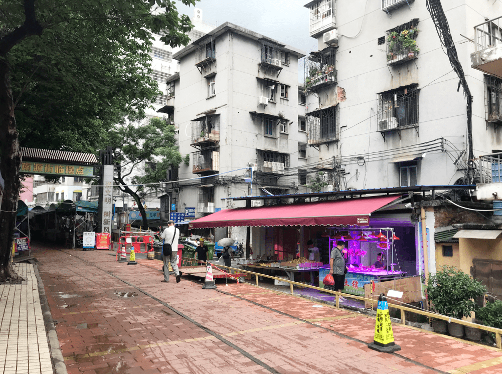 水果及生鮮店等臨街小鋪外,附近還有聖地新天地廣場,新大新等大型商業