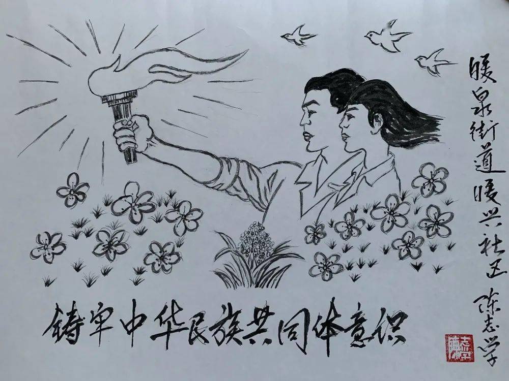 中国梦简笔画为题图片