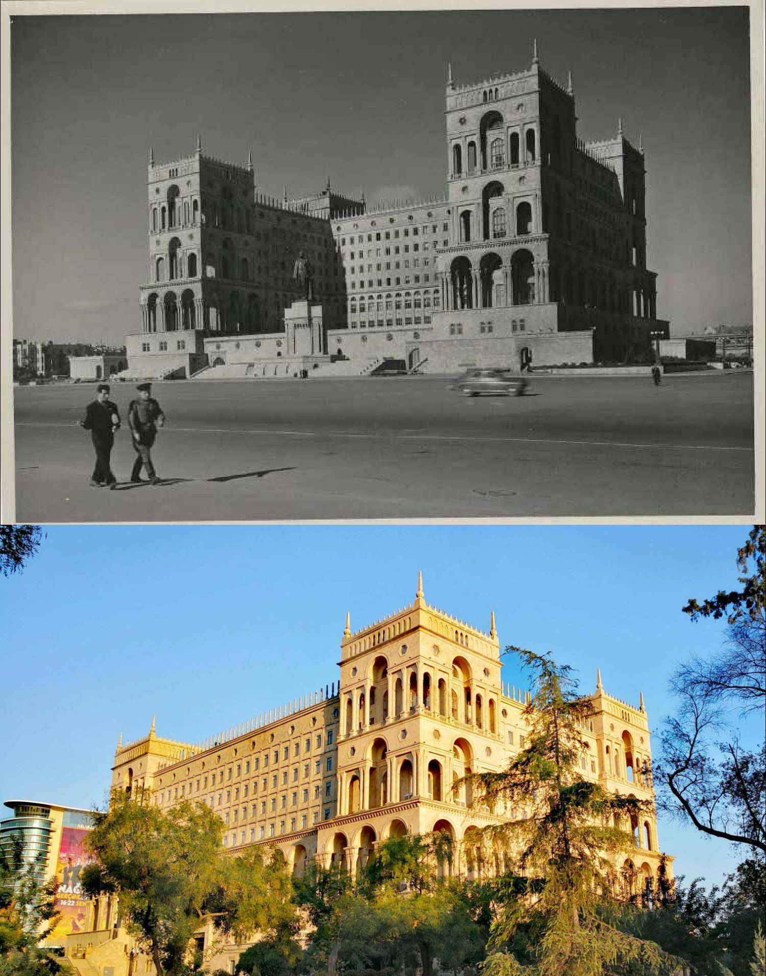 阿塞拜疆巴库政府办公大楼,庞大,严谨,对称——典型的"苏维埃式奇幻