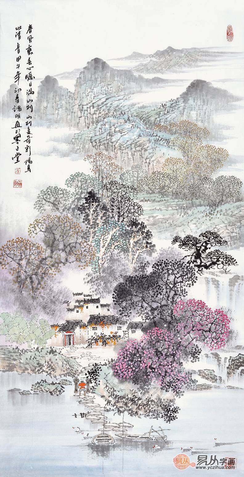 当代实力派画家诸明——江南山水绘画作品欣赏_山水画_景色_水乡