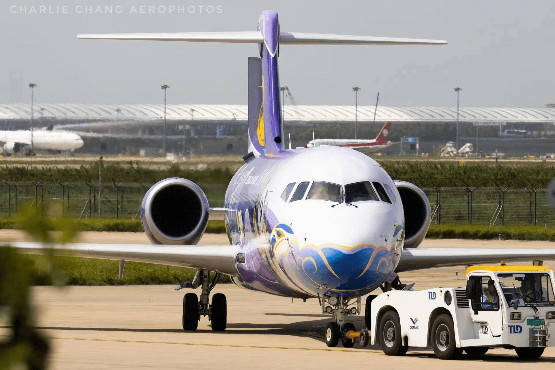 成都航空这架全新的arj21彩绘可太漂亮了,大家能看出来上面有哪些元素