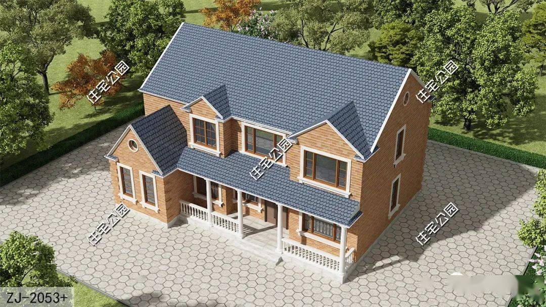 16×12米二层美式别墅,大客厅 多卧室感受美好新农村(2053 )_户型