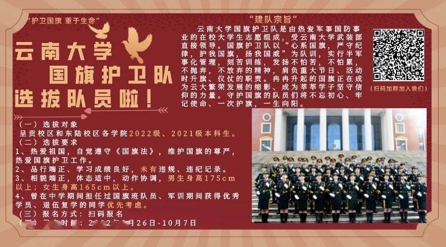 护卫国旗 重于生命——云南大学国旗护卫队招新!