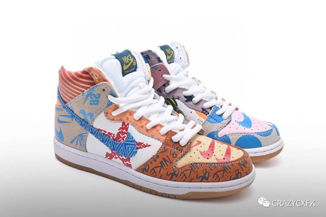 耐克鸳鸯 nike sb dunk high thomas campbell 彩色涂鸦高帮运动鞋