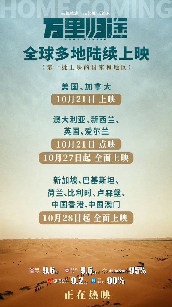 电影《万里归途》将于10月21日起在全球多地陆续上映