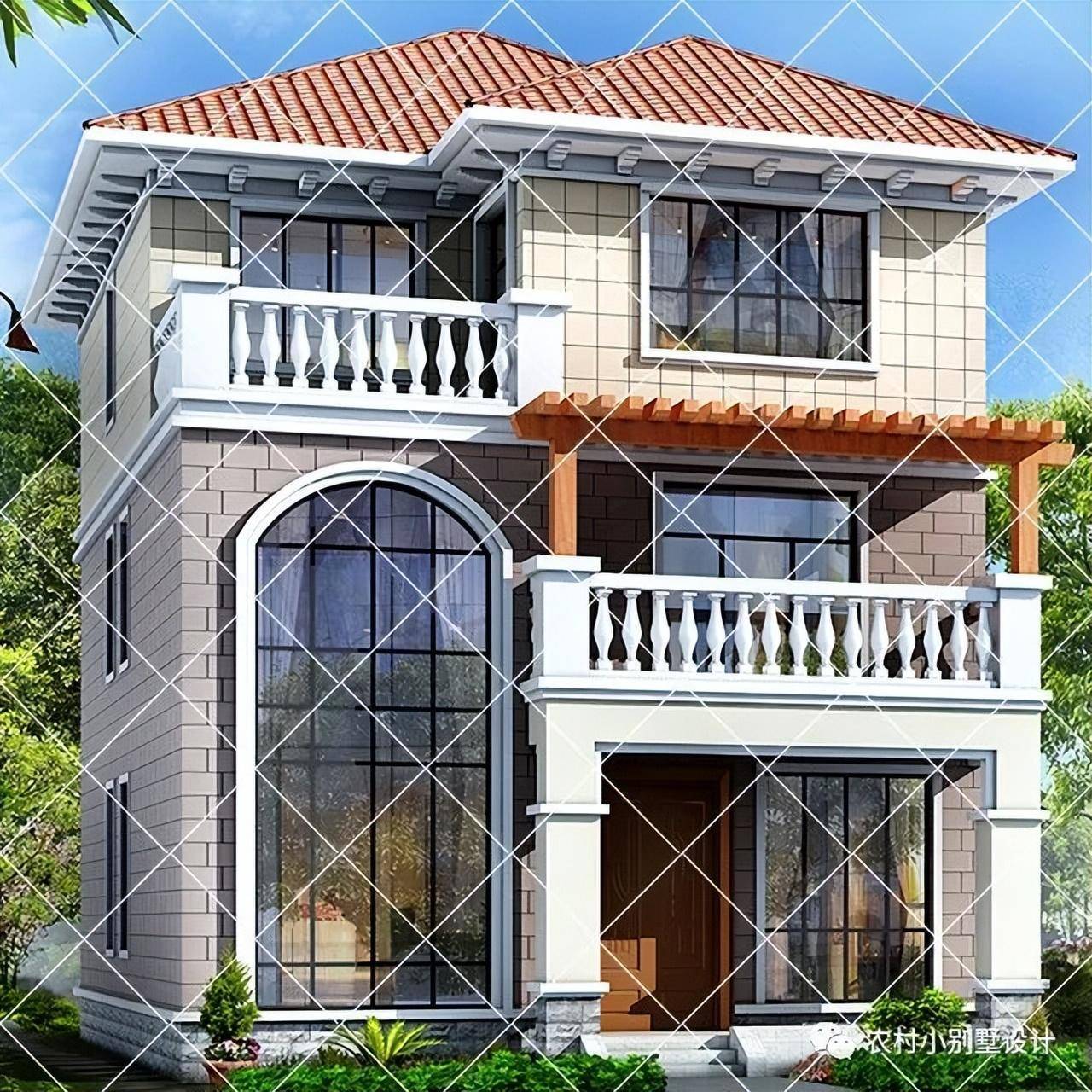 56款中国农村最受欢迎的三层自建别墅 -红色屋顶自建房_设计图_房子