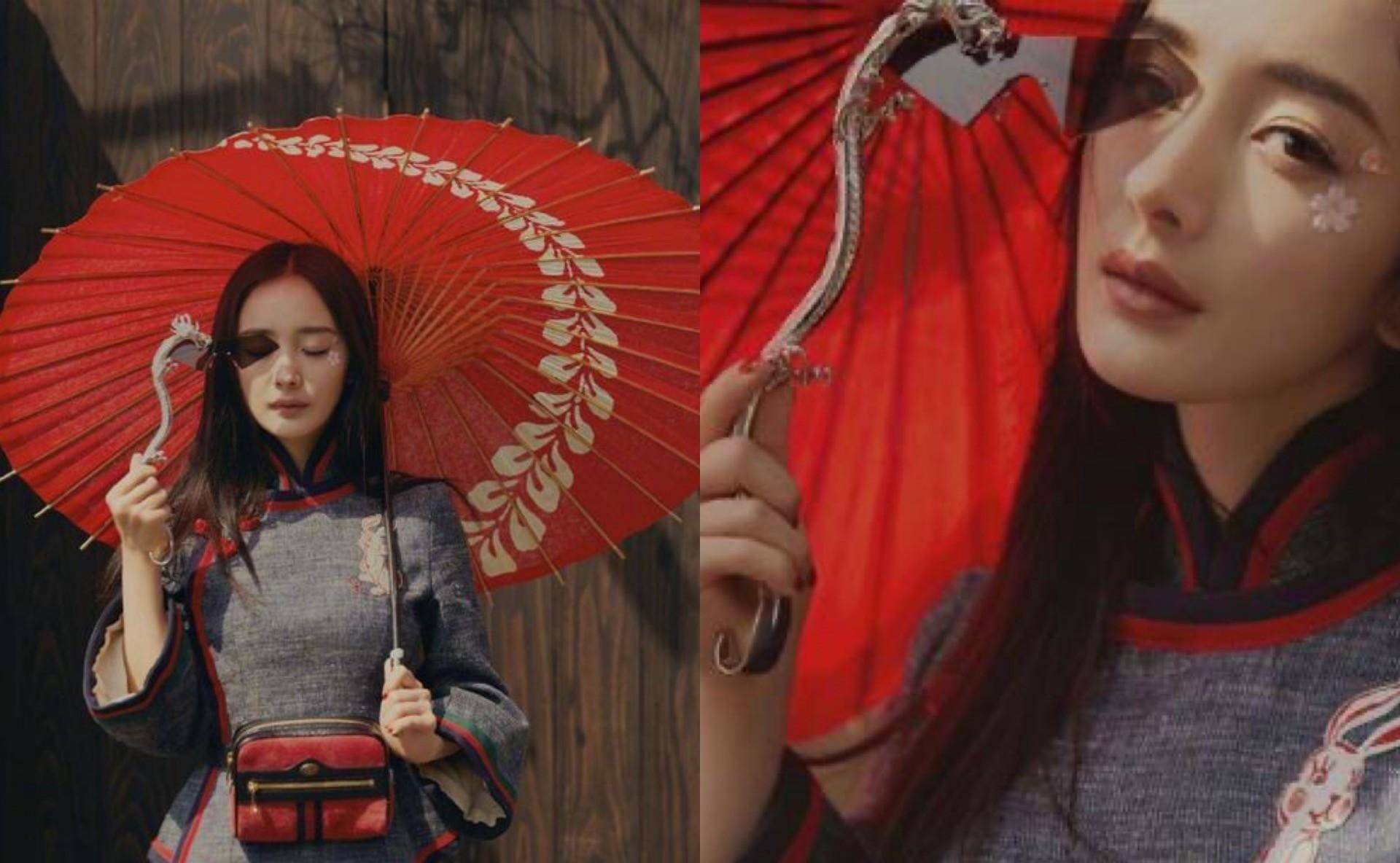 "杨幂"用炫丽夺目的粉色樱花来衬托她"第一次"和服写真_事情_工作