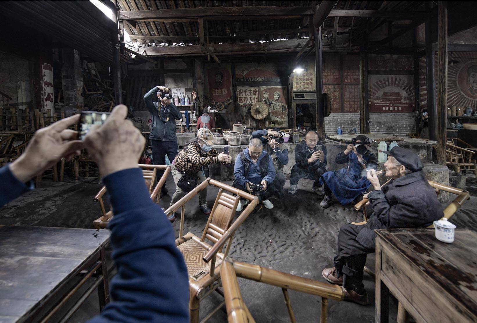 成都彭镇老茶馆_摄影_双流_赶场日