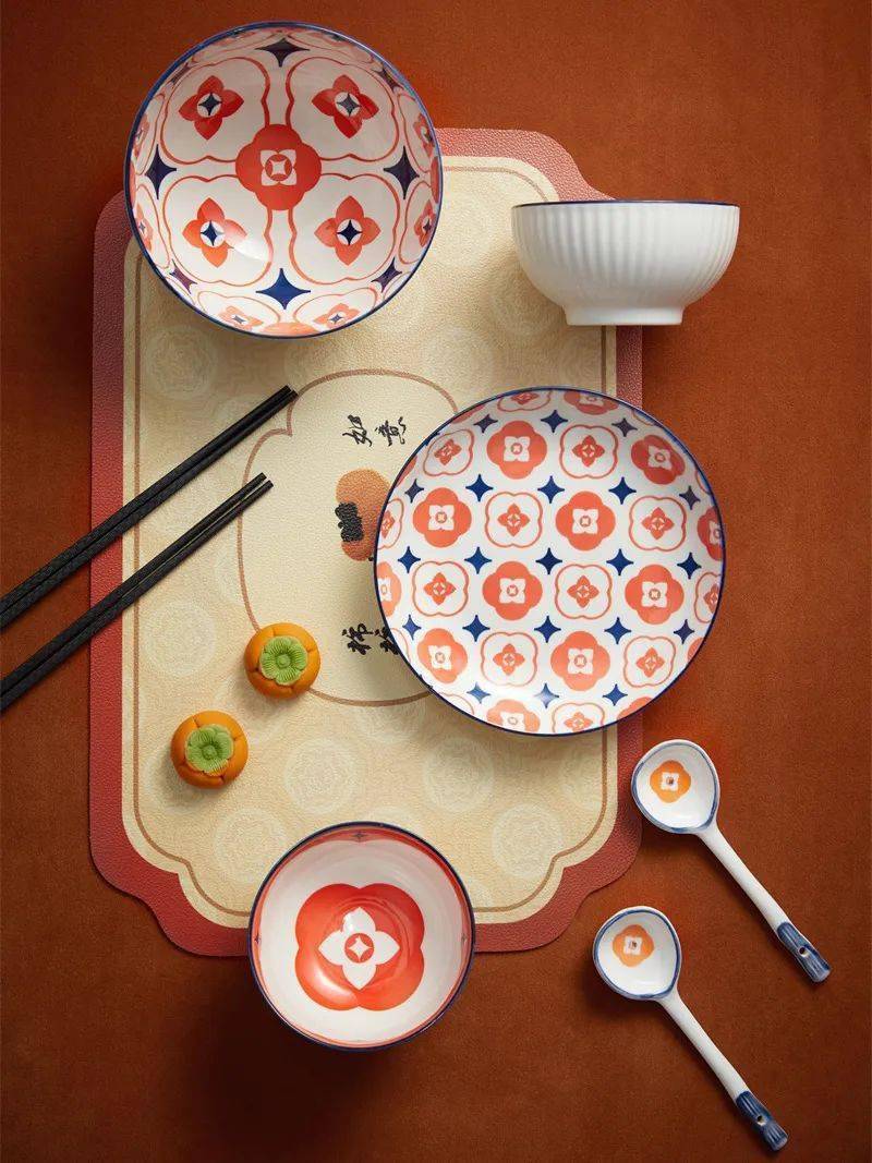 高颜党狂喜的"柿柿如意"陶瓷餐具6件套仅需40元!