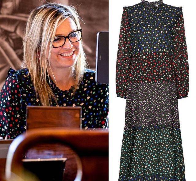 49岁的她一袭碎花裙戴黑边眼镜,文艺范儿十足_马克西玛_印花_王室