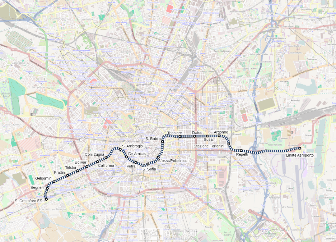 米兰地铁线路图图片