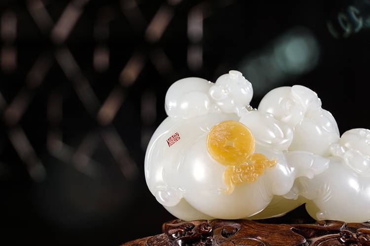 「璞玉雅藏」和田籽料 熊明星玉雕《诸事如意》鉴赏_作品_朝隆_结构