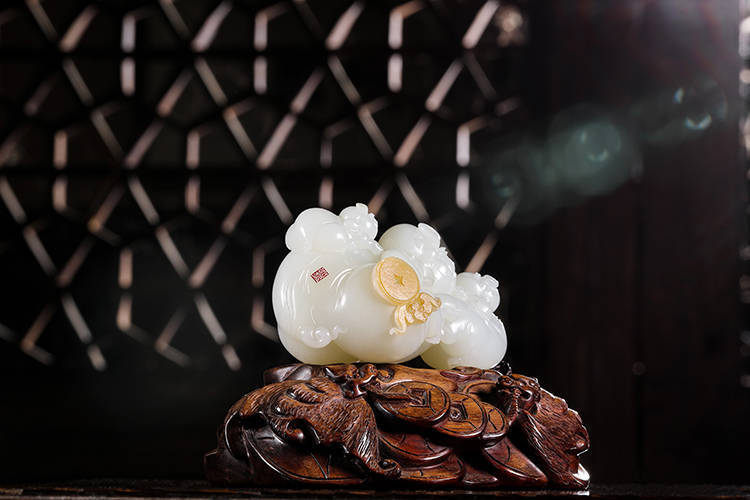 「璞玉雅藏」和田籽料 熊明星玉雕《诸事如意》鉴赏_作品_朝隆_结构