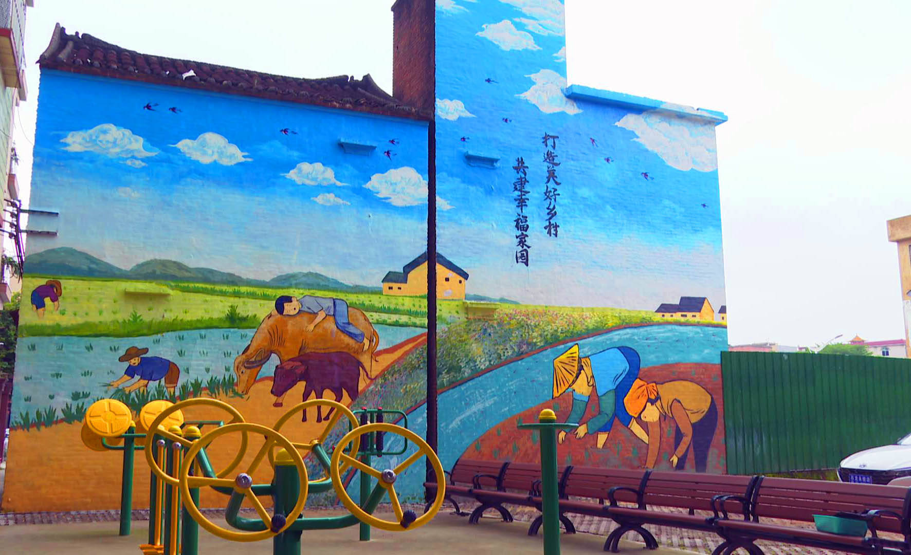 低涌村"口袋公园"墙体彩绘据了解,在推动美丽圩镇建设过程中,高埗镇既