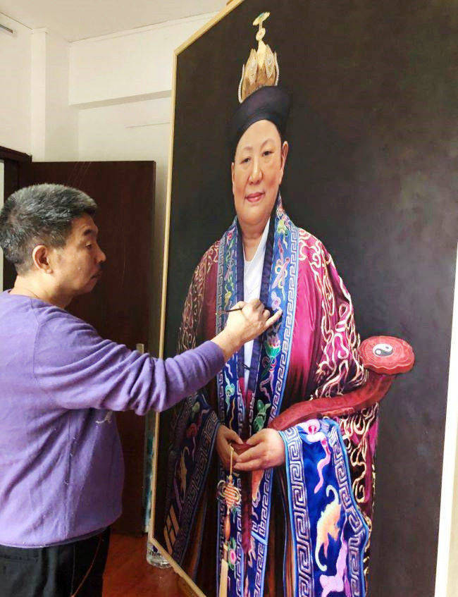 「名画赏析」著名画家杨发龙创作油画《吴诚真方丈》_肖像_弟子_内容