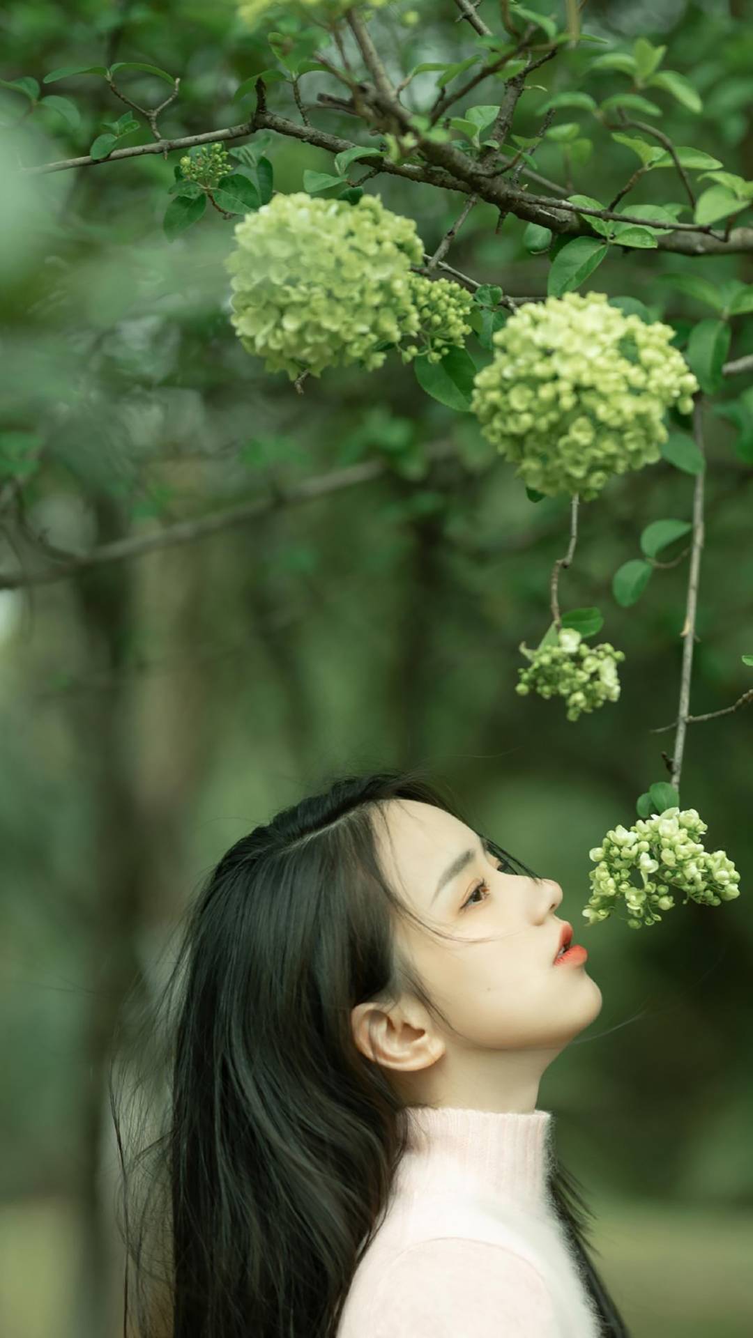 黑色长发温柔小脸美女户外清新迷人写真_美女_长发_写真
