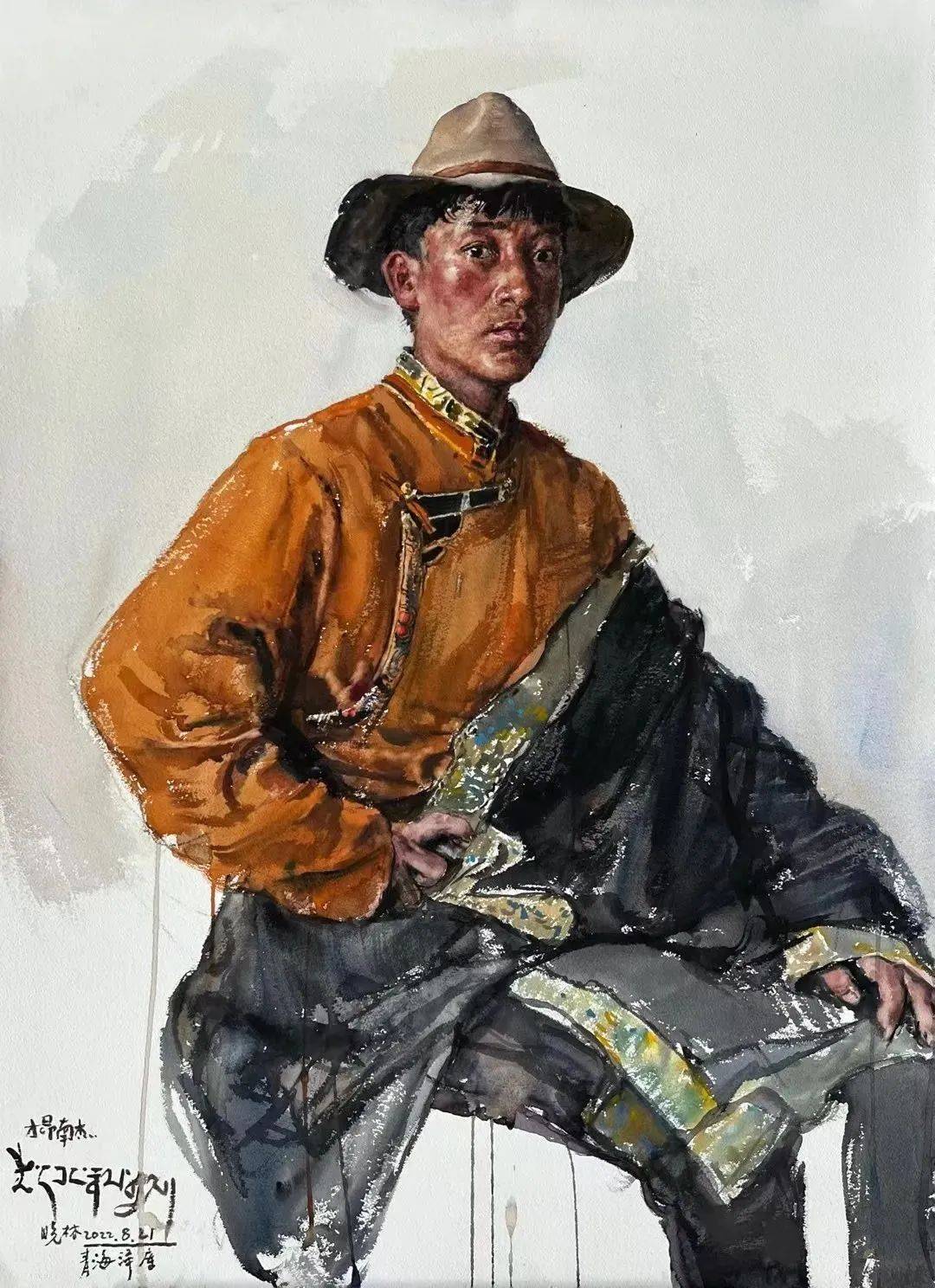 李晓林2022人物水彩写生新作_局部_work_普通人