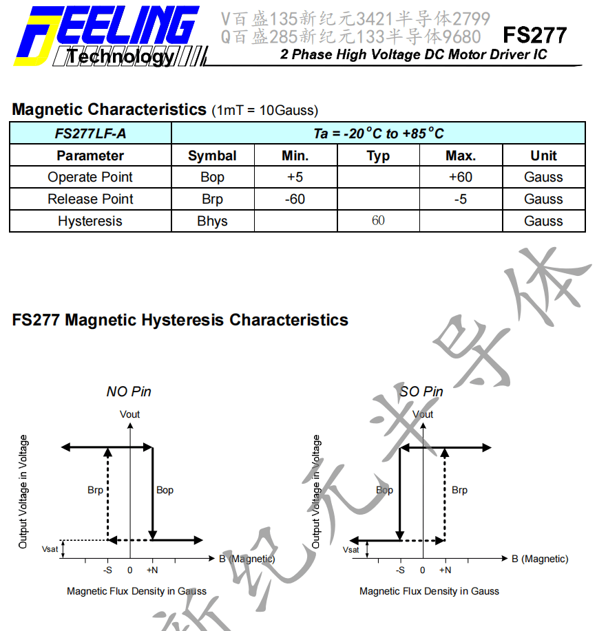 0v~20v˙1芯片霍尔传感器/驱动器特征fs277是一种高性能集成式集成